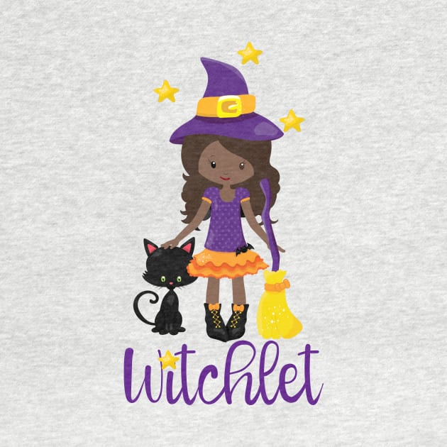 Witch Gift Kids Witchy Halloween Design Black Cat Broomstick by InnerMagic